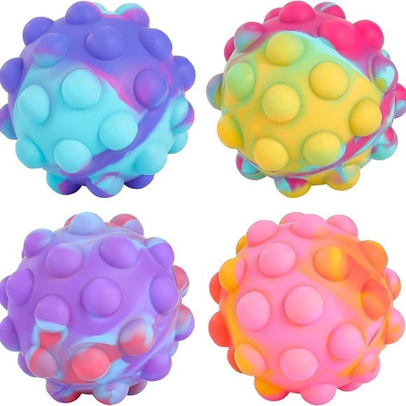 Pop Ball It Fidget Toys 4 PCS, 3D Squeeze Pop Ball Its Fidget Toy Bath Toys - Picture 1 of 7